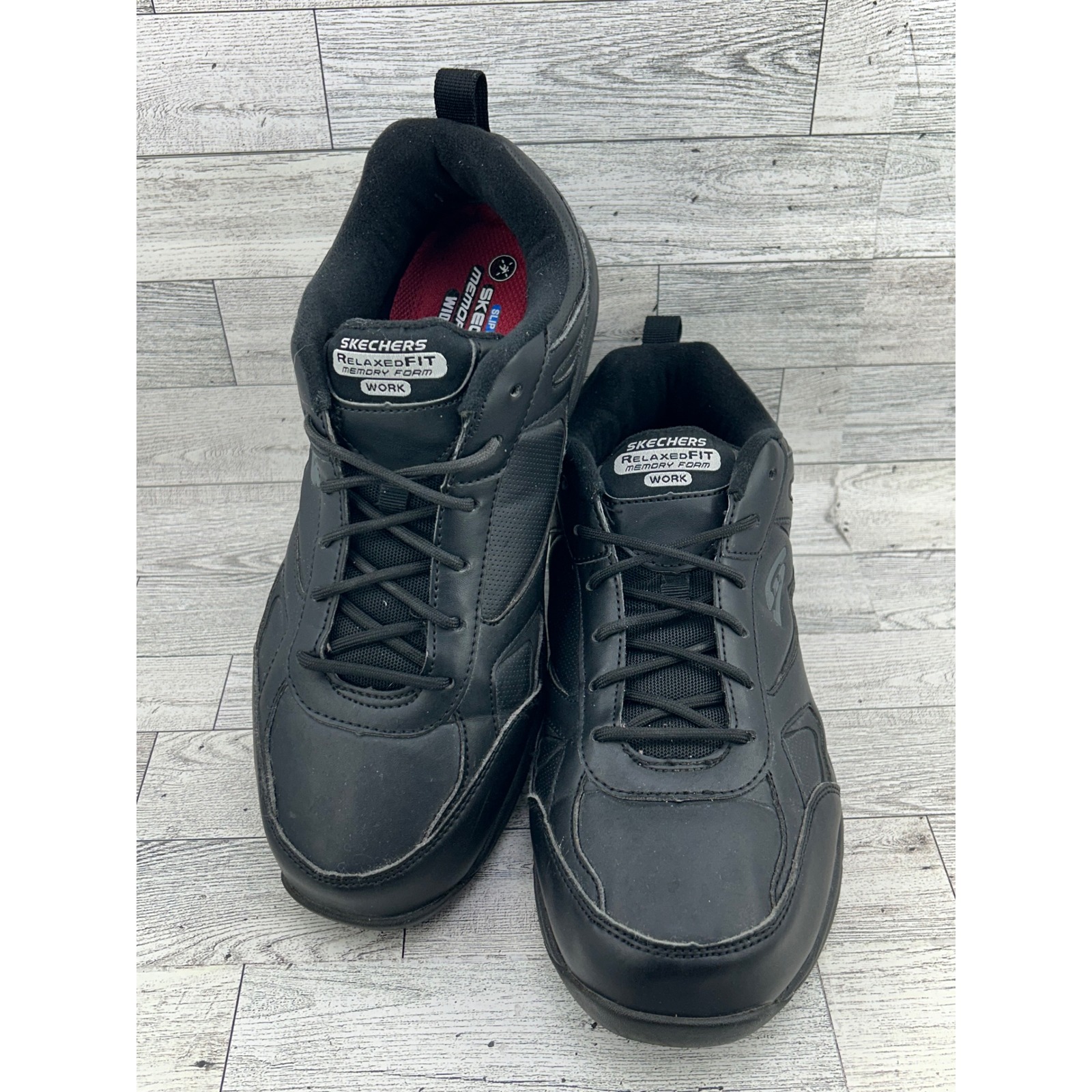 Skechers Work Relaxed Fit Memory Foam Black Slip Resistant Shoes 77111w Men 9.5w